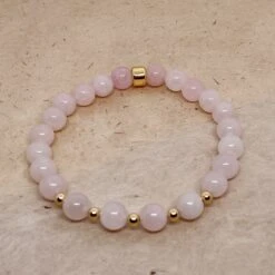 Rose Quartz Gemstone Bracelet – 8mm Healing Crystal For Love & Self-Care(Rose Quartz Gemstone Bracelet 8mm) -Djuna Jewelry Store rose quartz 8mm bracelet 3