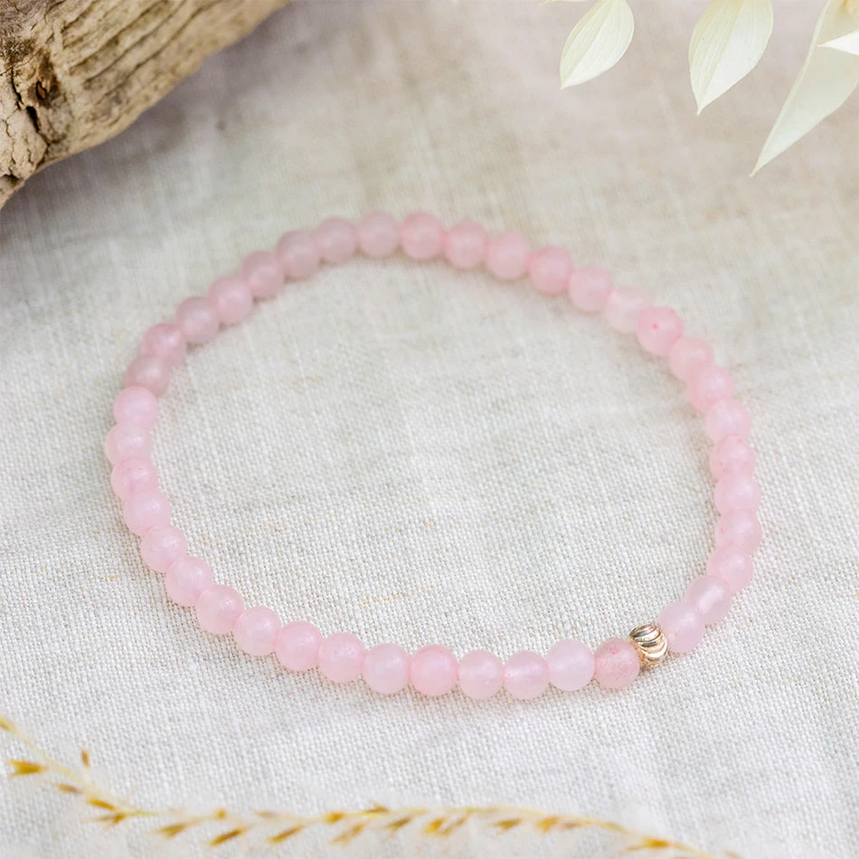 Rose Quartz Crystal Gemstone Bracelet – 4mm Beads With Sterling Silver Accent(Rose Quartz Bracelet 4mm) 3 Rose Quartz Crystal Gemstone Bracelet – 4mm Beads With Sterling Silver Accent(Rose Quartz Bracelet 4mm) - Image 3