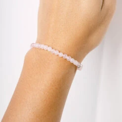 Rose Quartz Crystal Gemstone Bracelet – 4mm Beads With Sterling Silver Accent(Rose Quartz Bracelet 4mm) 8 Rose Quartz Crystal Gemstone Bracelet – 4mm Beads With Sterling Silver Accent(Rose Quartz Bracelet 4mm) -Djuna Jewelry Store rose quartz bracelet 2