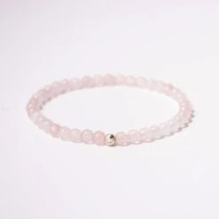 Rose Quartz Crystal Gemstone Bracelet β 4mm Beads With Sterling Silver Accent(Rose Quartz Bracelet 4mm)