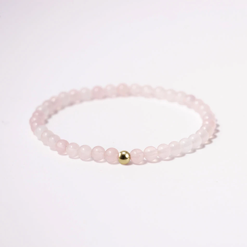Rose Quartz Crystal Gemstone Bracelet – 4mm Beads With Sterling Silver Accent(Rose Quartz Bracelet 4mm) 2 Rose Quartz Crystal Gemstone Bracelet – 4mm Beads With Sterling Silver Accent(Rose Quartz Bracelet 4mm) - Image 2