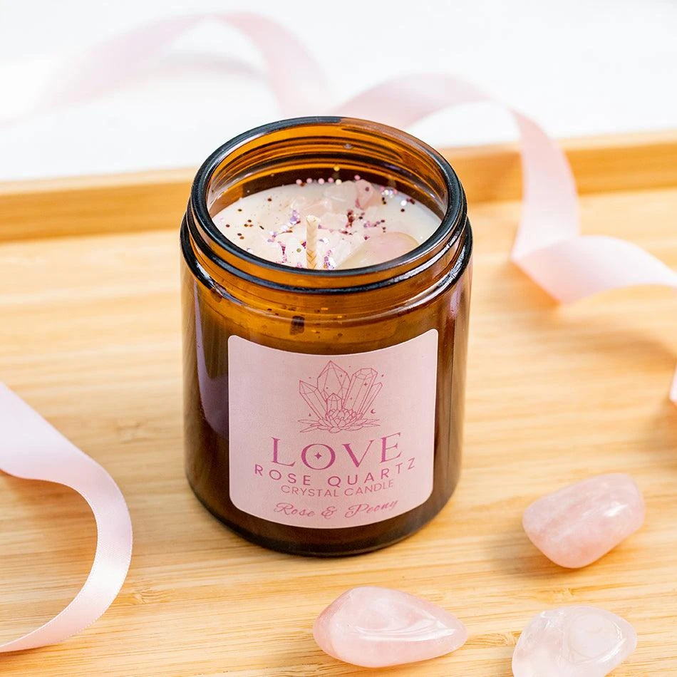 Love Crystal Candle With Rose Quartz – Handmade Soy Wax Candle, UK Made(Rose Quartz Crystal Candle Love) 1 Love Crystal Candle With Rose Quartz – Handmade Soy Wax Candle, UK Made(Rose Quartz Crystal Candle Love)