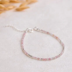 Rose Quartz Bracelet β Dainty Crystal Jewellery With Sterling Silver(Rose Quartz Bracelet Dainty)