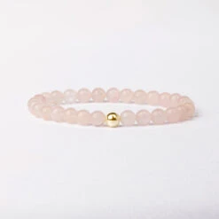 Rose Quartz Beaded Bracelet – Essential 6mm Gemstone Healing Crystal Jewellery(Rose Quartz Essential Bracelet 6mm)