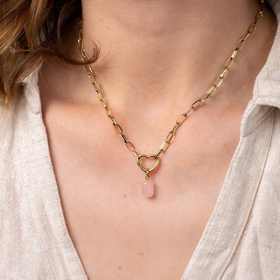 Listen To Your Heart - Rose Quartz Necklace(Listen To Your Heart Rose Quart Necklace) 2 Listen To Your Heart - Rose Quartz Necklace(Listen To Your Heart Rose Quart Necklace) - Image 2