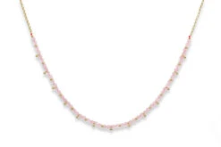 Rose Quartz Gemstone Choker – Gold Accent Crystal Necklace For Love & Self-Care(Rose Quartz Gemstone Necklace) -Djuna Jewelry Store rosequartz