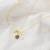 Sapphire Crescent Moon Charm Necklace (September Birthstone)(Sapphire Crescent Moon Charm Necklace September Birthstone)