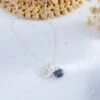 Sapphire Teardrop Necklace - Sterling Silver With Engraved Initial(Personalised Teardrop Sapphire Necklace Sterling Silver)