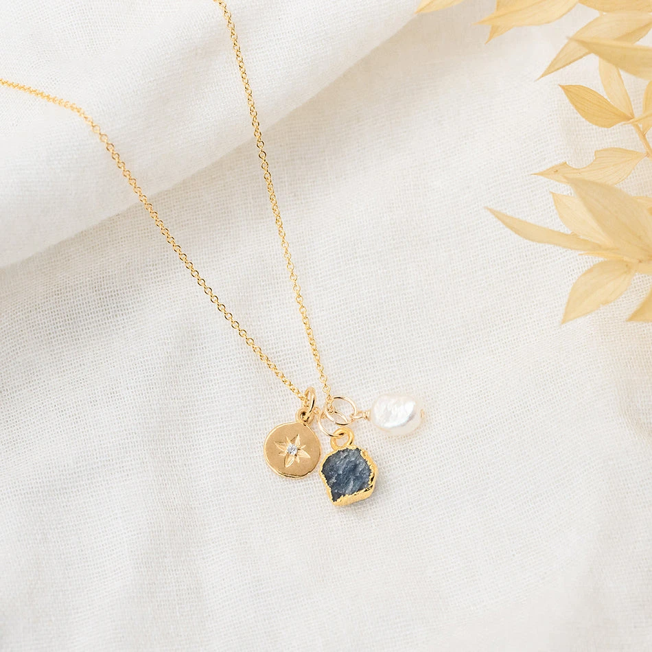 Sapphire North Star Charm Necklace (September Birthstone)(Sapphire North Star Charm Necklace September Birthstone) 1 Sapphire North Star Charm Necklace (September Birthstone)(Sapphire North Star Charm Necklace September Birthstone)