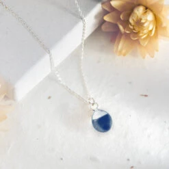 Teardrop Sapphire Gemstone Necklace - Sterling Silver(Teardrop Sapphire Necklace Sterling Silver)