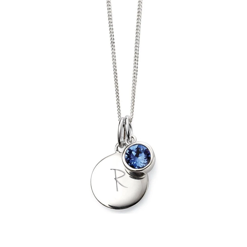 Personalised September Birthstone Necklace - Sapphire(Engraved Birthstone Necklace September) 4 Personalised September Birthstone Necklace - Sapphire(Engraved Birthstone Necklace September) - Image 4
