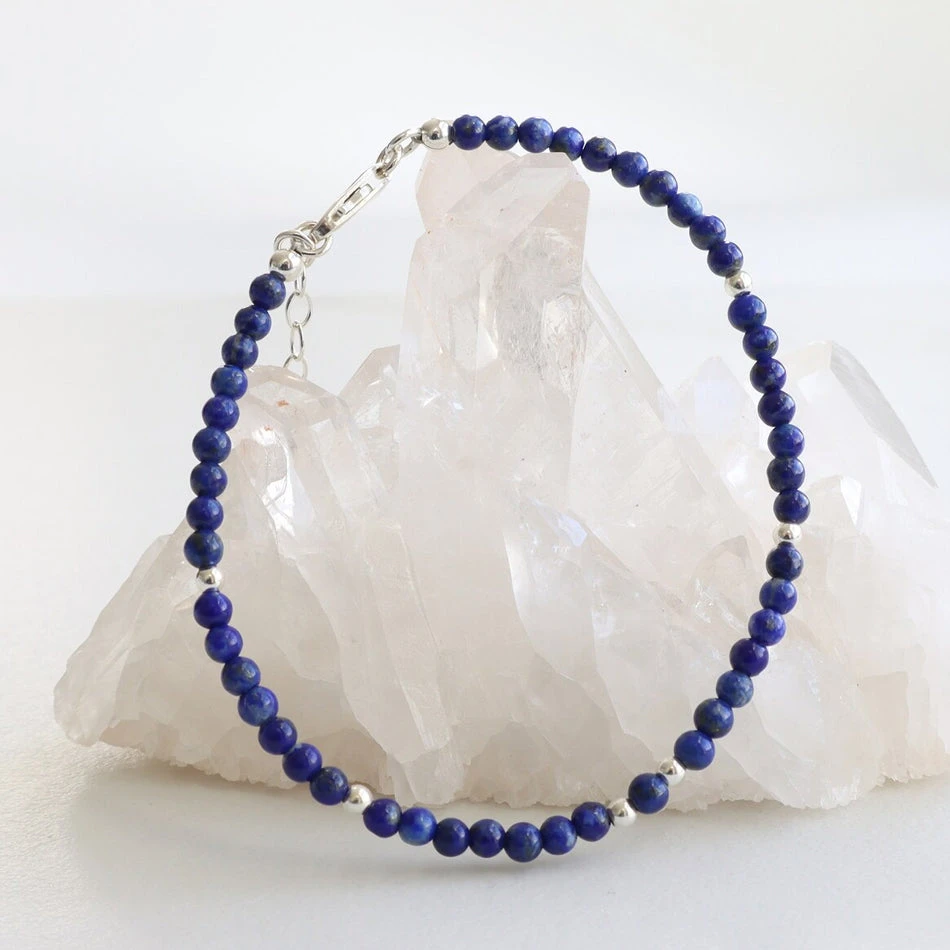Lapis Lazuli Libra Birthstone Bracelet – Dainty Faceted Beads, Handmade Jewellery(Lapis Lazuli Dainty Bracelet) 2 Lapis Lazuli Libra Birthstone Bracelet – Dainty Faceted Beads, Handmade Jewellery(Lapis Lazuli Dainty Bracelet) - Image 2