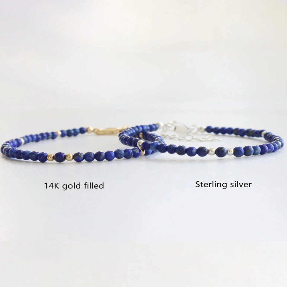 Lapis Lazuli Libra Birthstone Bracelet – Dainty Faceted Beads, Handmade Jewellery(Lapis Lazuli Dainty Bracelet) 3 Lapis Lazuli Libra Birthstone Bracelet – Dainty Faceted Beads, Handmade Jewellery(Lapis Lazuli Dainty Bracelet) - Image 3