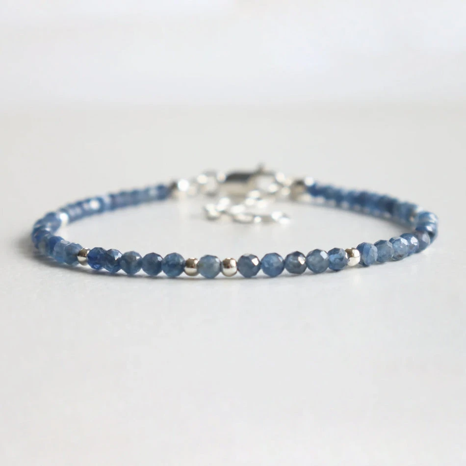 Sapphire Birthstone Bracelet – Dainty Faceted Beads, Handmade Jewellery(Sapphire Dainty Bracelet) 1 Sapphire Birthstone Bracelet – Dainty Faceted Beads, Handmade Jewellery(Sapphire Dainty Bracelet)