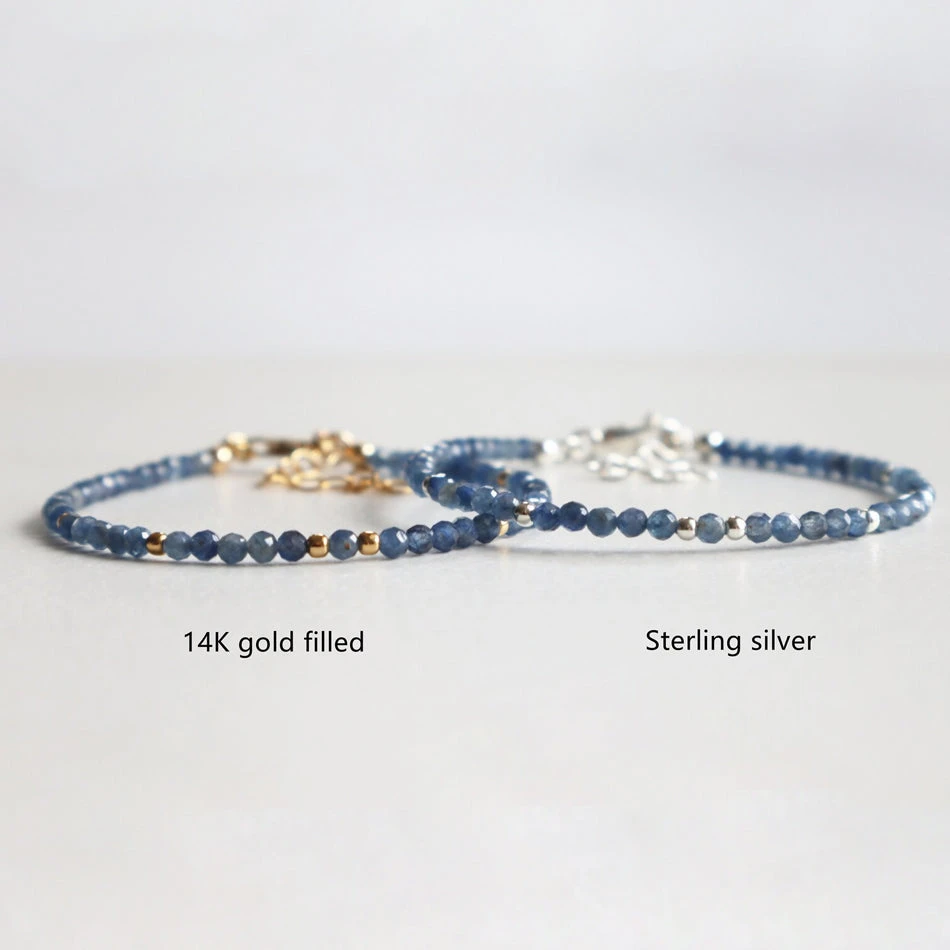 Sapphire Birthstone Bracelet – Dainty Faceted Beads, Handmade Jewellery(Sapphire Dainty Bracelet) 3 Sapphire Birthstone Bracelet – Dainty Faceted Beads, Handmade Jewellery(Sapphire Dainty Bracelet) - Image 3