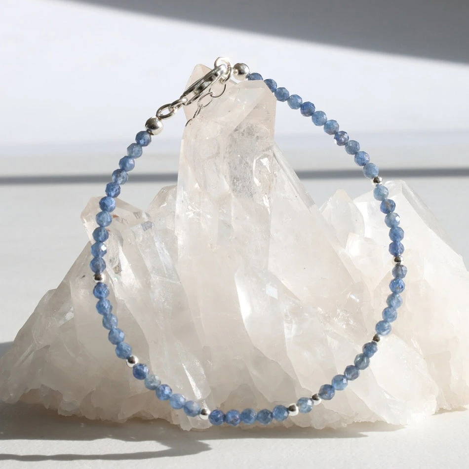 Sapphire Birthstone Bracelet – Dainty Faceted Beads, Handmade Jewellery(Sapphire Dainty Bracelet) 2 Sapphire Birthstone Bracelet – Dainty Faceted Beads, Handmade Jewellery(Sapphire Dainty Bracelet) - Image 2