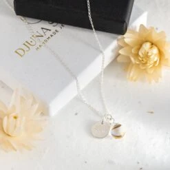 Personalised Citrine Crystal Necklace - Engraved Charm(Personalised Citrine Necklace)