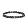 Men's Silver Sheen Obsidian Gemstone Bracelet 6mm(Mens Silver Sheen Obsidian Gemstone Bracelet 6mm)