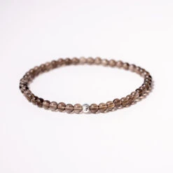 Smoky Quartz Gemstone Bracelet – 4mm Beads With Sterling Silver Accent(Smokey Quartz) 7 Smoky Quartz Gemstone Bracelet – 4mm Beads With Sterling Silver Accent(Smokey Quartz) -Djuna Jewelry Store smoky quartz 4mm bracelet