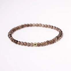 Smoky Quartz Gemstone Bracelet β 4mm Beads With Sterling Silver Accent(Smokey Quartz)