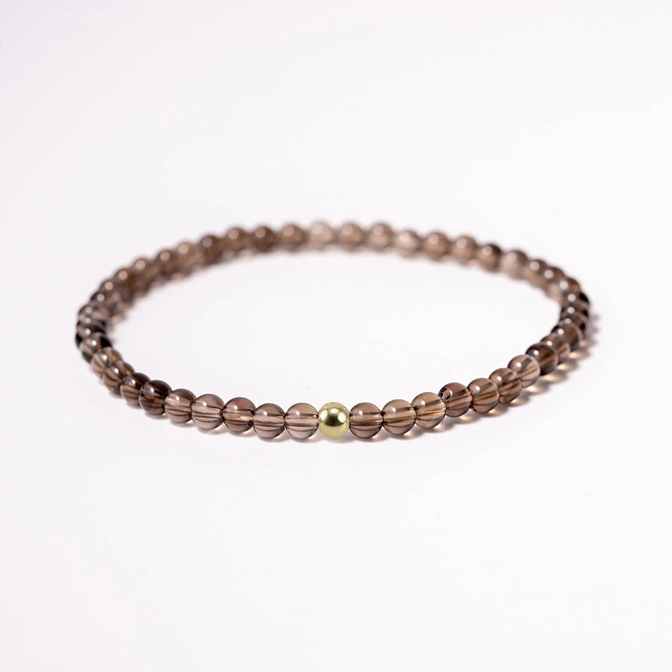 Smoky Quartz Gemstone Bracelet – 4mm Beads With Sterling Silver Accent(Smokey Quartz) 1 Smoky Quartz Gemstone Bracelet – 4mm Beads With Sterling Silver Accent(Smokey Quartz)