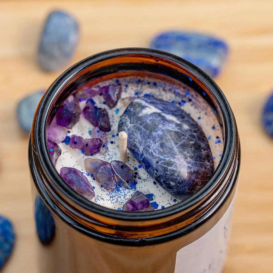 Sodalite Crystal Candle – Soy Wax, Crystal For Creativity & Inspiration(Sodalite Crystal Candle Creativity) 2 Sodalite Crystal Candle – Soy Wax, Crystal For Creativity & Inspiration(Sodalite Crystal Candle Creativity) - Image 2