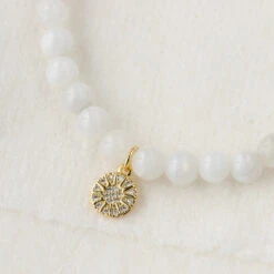 Rainbow Moonstone Gemstone Bracelet – Celestial-Themed Charm, Handmade Jewellery(Sunstar Charm Rainbow Moonstone Bracelet) -Djuna Jewelry Store sunstar moonstone bracelet 2