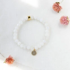 Rainbow Moonstone Gemstone Bracelet – Celestial-Themed Charm, Handmade Jewellery(Sunstar Charm Rainbow Moonstone Bracelet) -Djuna Jewelry Store sunstar moonstone bracelet 4