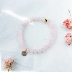 Rose Quartz Gemstone Bracelet – Celestial-Themed Charm, Handmade Jewellery(Sunstar Charm Rose Quartz Bracelet) -Djuna Jewelry Store sunstar rose quartz