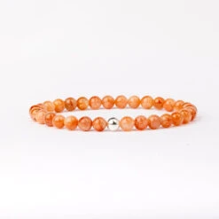 Sunstone Beaded Bracelet – Essential 6mm Gemstone Healing Crystal Jewellery(Sunstone Essential Bracelet 6mm) -Djuna Jewelry Store sunstone bracelet silver