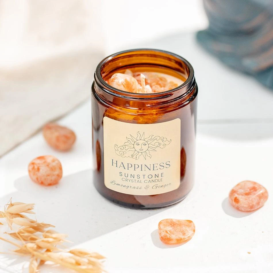 Sunstone Crystal Candle – Boost Joy & Confidence, Handmade Soy Candle(Sunstone Crystal Candle Happiness) 1 Sunstone Crystal Candle – Boost Joy & Confidence, Handmade Soy Candle(Sunstone Crystal Candle Happiness)