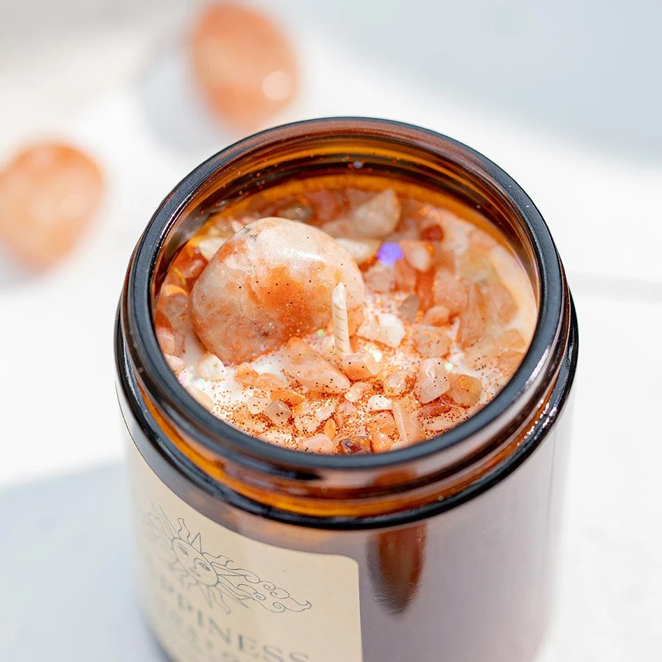 Sunstone Crystal Candle – Boost Joy & Confidence, Handmade Soy Candle(Sunstone Crystal Candle Happiness) 2 Sunstone Crystal Candle – Boost Joy & Confidence, Handmade Soy Candle(Sunstone Crystal Candle Happiness) - Image 2