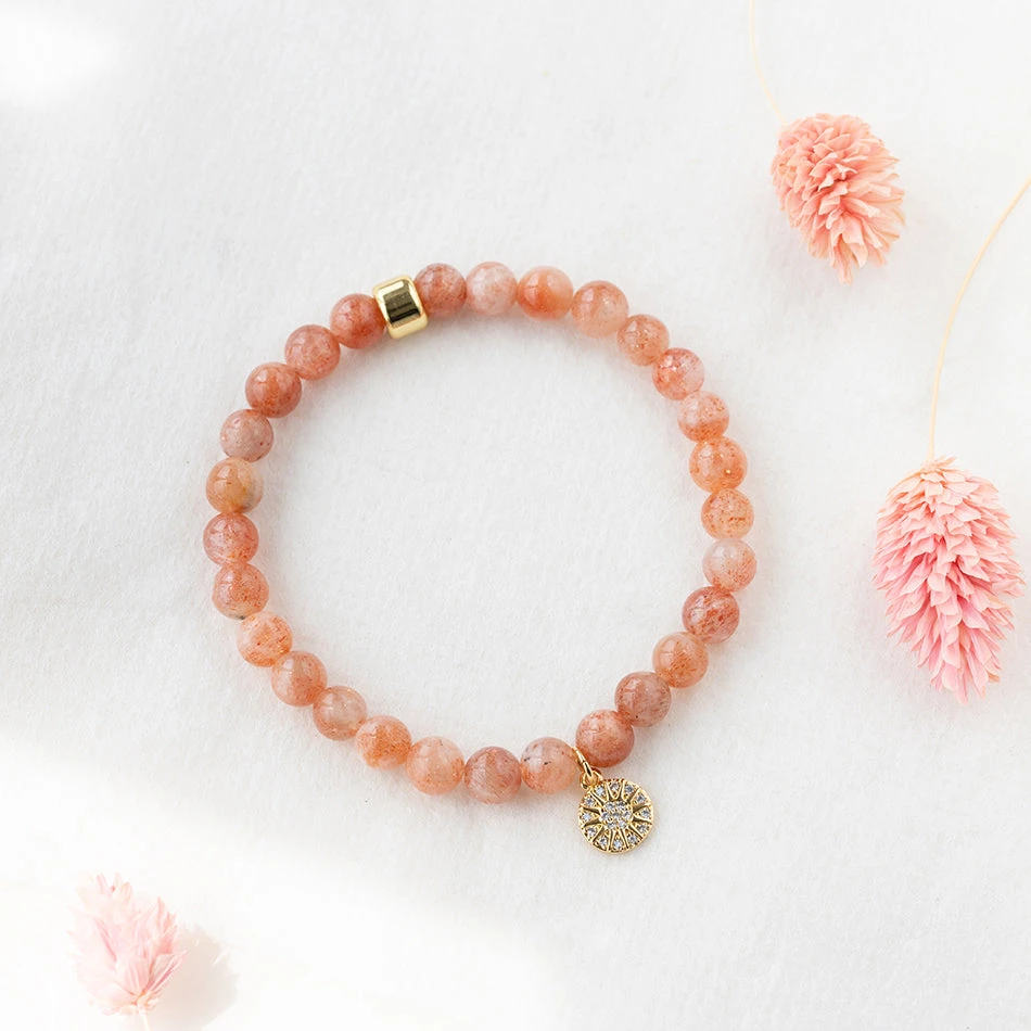 Sunstone Gemstone Bracelet – Celestial-Themed Charm, Handmade Jewellery(Sunstar Charm Sunstone Bracelet) 2 Sunstone Gemstone Bracelet – Celestial-Themed Charm, Handmade Jewellery(Sunstar Charm Sunstone Bracelet) - Image 2
