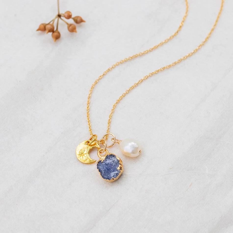 Tanzanite Crescent Moon Charm Necklace - December Birthstone(Tanzanite Crescent Moon Charm Necklace December Birthstone) 1 Tanzanite Crescent Moon Charm Necklace - December Birthstone(Tanzanite Crescent Moon Charm Necklace December Birthstone)