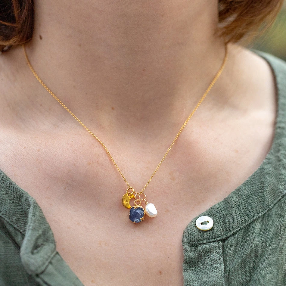 Tanzanite Crescent Moon Charm Necklace - December Birthstone(Tanzanite Crescent Moon Charm Necklace December Birthstone) 2 Tanzanite Crescent Moon Charm Necklace - December Birthstone(Tanzanite Crescent Moon Charm Necklace December Birthstone) - Image 2