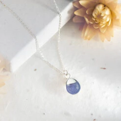 Teardrop Tanzanite Gemstone Necklace - Sterling Silver(Teardrop Tanzanite Necklace Sterling Silver)