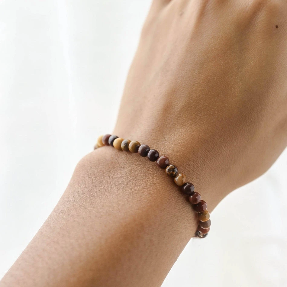 Tiger's Eye Gemstone Bracelet – 4mm Beads With Sterling Silver Accent(Tiger Eye Gemstone Bracelet 4mm) 3 Tiger's Eye Gemstone Bracelet – 4mm Beads With Sterling Silver Accent(Tiger Eye Gemstone Bracelet 4mm) - Image 3