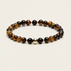 Tiger Eye & Black Tourmaline Gemstone Bracelet - 6mm Beands(Tiger Eye Black Tourmaline Gemstone Bracelet 6mm)