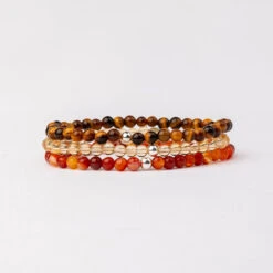 Empowerment & Confidence Bracelet Set - Carnlian, Citrine & Tiger's Eye(Courage Bracelet Stack)