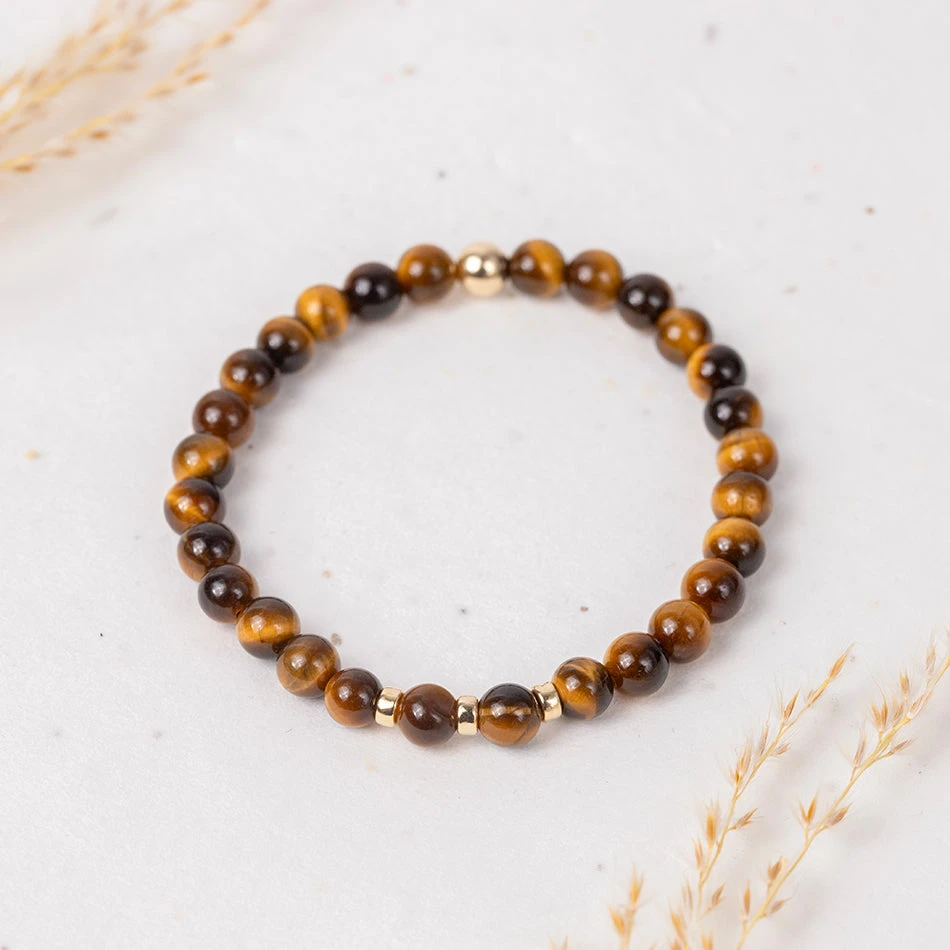 6mm Tiger's Eye Bracelet – Healing Crystal With Gold-Filled Details, Handmade Jewellery(Tiger Eye Gemstone Bracelet 6mm Beads) 1 6mm Tiger's Eye Bracelet – Healing Crystal With Gold-Filled Details, Handmade Jewellery(Tiger Eye Gemstone Bracelet 6mm Beads)