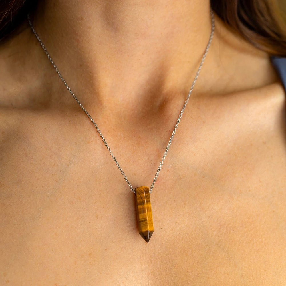Tiger’s Eye Point Pendant Necklace – Healing Crystal Jewellery For Courage & Motivation(Tigers Eye Single Point Pendant Courage And Drive) 2 Tiger’s Eye Point Pendant Necklace – Healing Crystal Jewellery For Courage & Motivation(Tigers Eye Single Point Pendant Courage And Drive) - Image 2