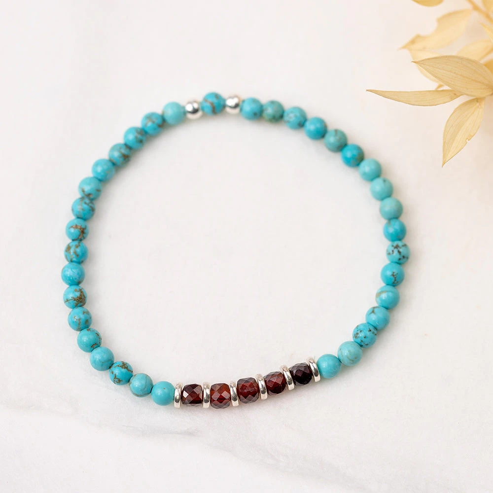 Sparkling Joy Gemstone Bracelet 4mm With Garnet And Turquoise Beads(Sparkling Joy Gemstone Bracelet 4mm) 3 Sparkling Joy Gemstone Bracelet 4mm With Garnet And Turquoise Beads(Sparkling Joy Gemstone Bracelet 4mm) - Image 3