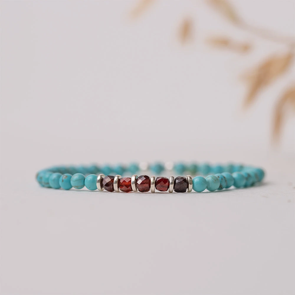 Sparkling Joy Gemstone Bracelet 4mm With Garnet And Turquoise Beads(Sparkling Joy Gemstone Bracelet 4mm) 2 Sparkling Joy Gemstone Bracelet 4mm With Garnet And Turquoise Beads(Sparkling Joy Gemstone Bracelet 4mm) - Image 2