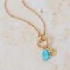 Turquoise & Hamsa Charm Necklace – 22K Gold Plated Evil Eye Protection Pendant(Turquoise Hamsa Charm Necklace 22k Gold Plated Evil Eye Protection Pendant)