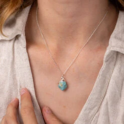 Raw Turquoise Silver Dipped Crystal Necklace(Raw Turquoise Silver Dipped Necklace)