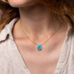 Raw Turquoise Slice Necklace – Natural Stone Pendant(Earth Wind And Fire Genuine Stone Necklace Gold Turquoise) 7 Raw Turquoise Slice Necklace – Natural Stone Pendant(Earth Wind And Fire Genuine Stone Necklace Gold Turquoise) -Djuna Jewelry Store turquoise slice necklace 7