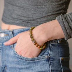 Unakite Gemstone Bracelet 8mm(Unakite Gemstone Bracelet Delara) -Djuna Jewelry Store wear unakite