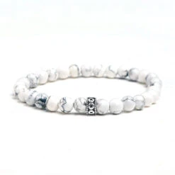 Men's White Howlite Gemstone Bracelet 6mm(Mens White Howlite Gemstone Bracelet 6mm)
