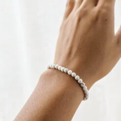 White Howlite Gemstone Bracelet 4mm(White Howlite Healing Bracelet) 8 White Howlite Gemstone Bracelet 4mm(White Howlite Healing Bracelet) -Djuna Jewelry Store white howlite add 1