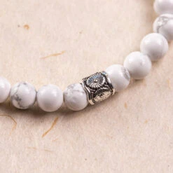 White Howlite Gemstone Bracelet With Heart Charm 6mm(Howlite Gemstone Bracelet) -Djuna Jewelry Store white howlite bracelet 3